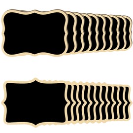 Monsully Pack of 20 Small Memo Board Place Cards Wooden Mini Chalkboard with Stand for Birthday Parties, Wedding Decorations