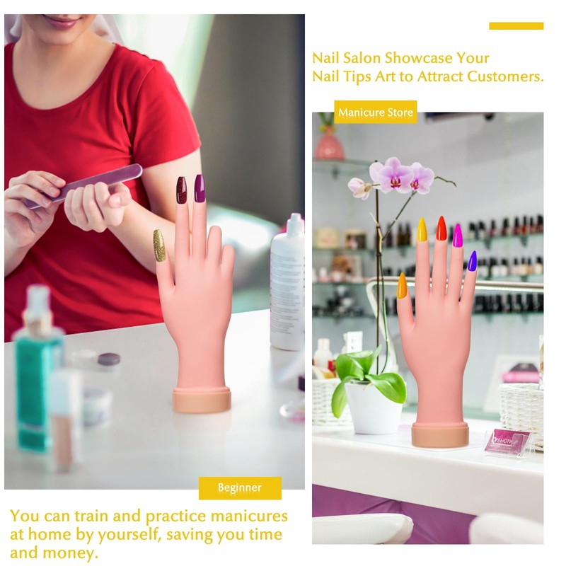 krofaue Nail Practice Hand - Practice Nail Tips Art Trainer