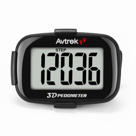 Avtrek Pedometer with Pedometer and Pedometer, Illuminated Display and Time Display (Black)