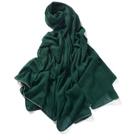 Miobo XXL Women's Stole Scarf Plain Colour 220 x 140 cm Viscose, dark green