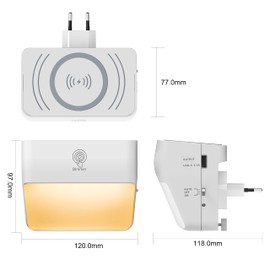 Northpoint LED Sockets Night Light with Colour Changing Function Infinitely Dimmable via Touch Dimmer Inductive Charging Tray for Smartphones