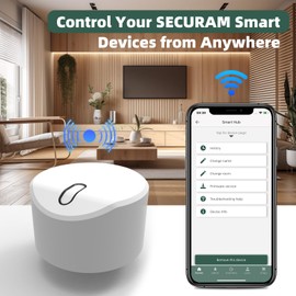 SECURAM Smart Home Hub, WiFi Bridge for SECURAM Touch Smart Fingerprint Door Lock for Voice Control and App Remote Control, Compatible with Voice Intelligent Assistant