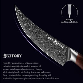 Damascus Viking Boning Knife, Pro kitchen deboning slicer, viking fish cutter,10Cr15CoMoV steel cutting core, Red sandalwood full-tang Handle, gift box included