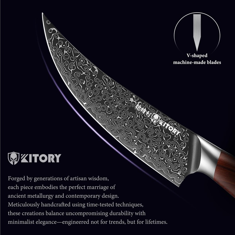Damascus Viking Boning Knife, Pro kitchen deboning slicer, viking fish