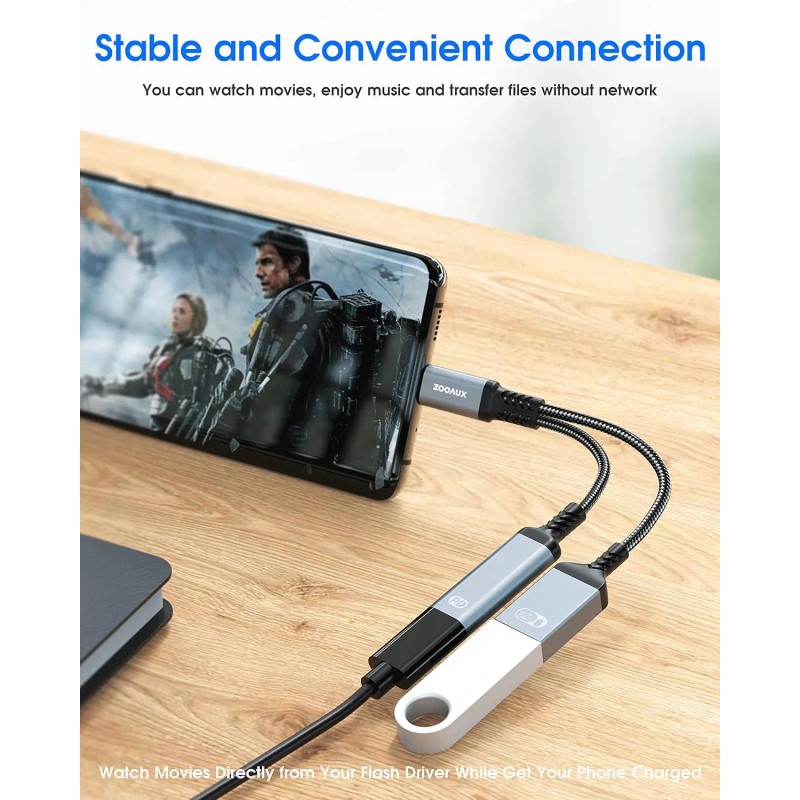 ZOOAUX USB C to USB OTG Adapter and Charger Cable,