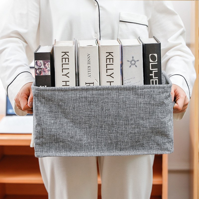 Hanui Tongsang folding square handle fabric basket storage basket, beige