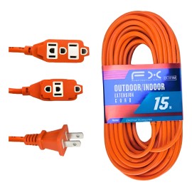 Extensión Eléctrica Uso Rudo Multicontactos 15 Metros 15a Naranja