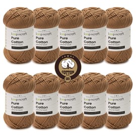 Pure Cotton Set of 10, Light Brown, Loopncraft, 10 x 50 g, Amigurumi Yarn, Premium Combed Cotton