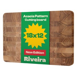 Riveira Acacia Wood Cutting Board – Gourmet Acacia Grandeur: 18 x 12 Wooden Cutting Board – Natural Wooden Cutting Boards For Kitchen Decorative – Innovative Juice Grooves Acacia Wooden Chopping Board