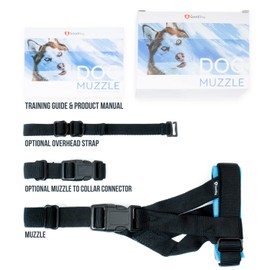 Gentle Muzzle Guard for Dogs - Prevents Biting and Unwanted Chewing Safely Secure Comfort Fit - Soft Neoprene Padding – No More Chafing – Training Guide Helps Build Bonds with Pet (M, Grey)