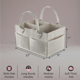 Baby nappy caddy Organizer Nursery Basket - Baby Basket Gift Registry For Baby Shower List. Baby Must Haves Essentials. Neutral Baby Stuff For Newborn Boy Nursery Decor Or Girl(White 33 x 22 x 17)