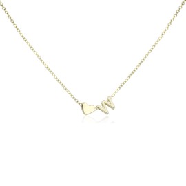 Mikovivi Women's Gold Heart-Shaped Letter Necklace, Initial Necklace for Birthday, Valentine's Day Gift for Women Girls (W)