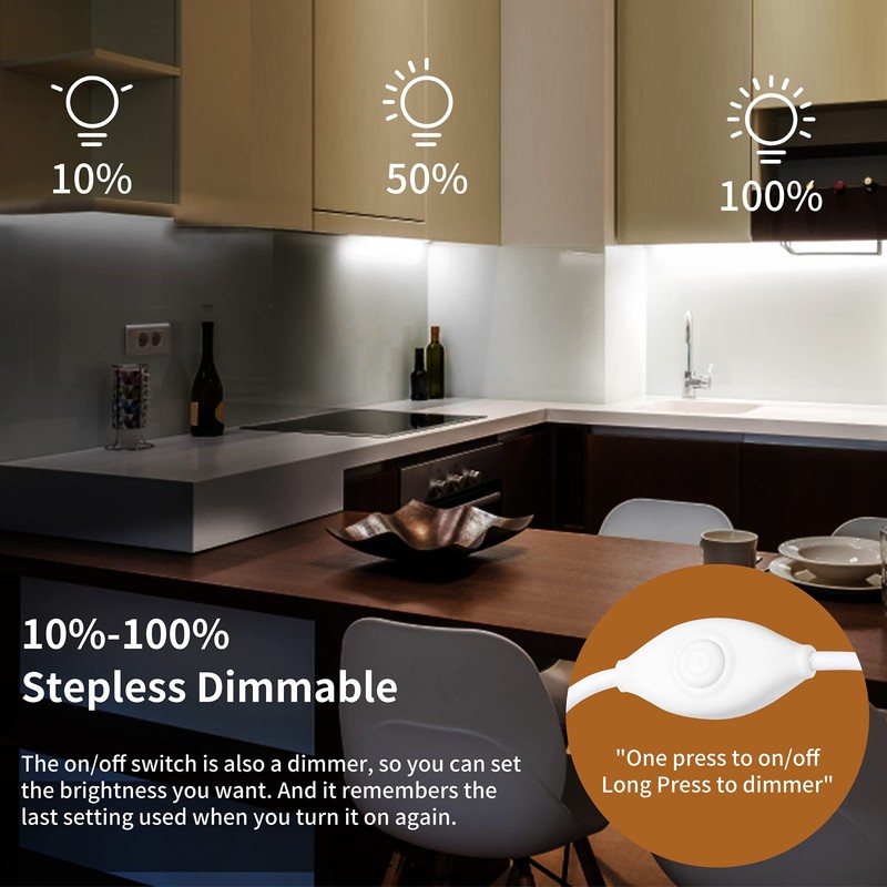 JUSJUBR Plug-in Under Cabinet Lighting, 2pcs 12 Inch Dimmable Closet