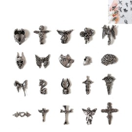 60Pcs Vintage Gothic Dark Nail Art Style,Cross 3D Nail Accessories,Metal Baroque Angel Rabbit Nail Accessories,Used for Nail Decoration and Crafting (Bulk)