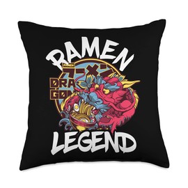 Funny Ramen Food Lover Ramen Legend Japanese Noodles Chinese Dragon Anime Manga Throw Pillow, 18x18, Multicolor