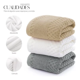 Shendy Vendy Toalla De Baño Grande Completo 100% Algodón Suave Color Blanco