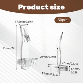 30 Pcs Plastic Locking Shelf Pins, Shelf Support Peg Clips Clear Cabinet Shelfs Pins for 1/4inch Diameter Hole and 25/32inch Shelfs for Kitchen Cabinet Furniture Book Shelves
