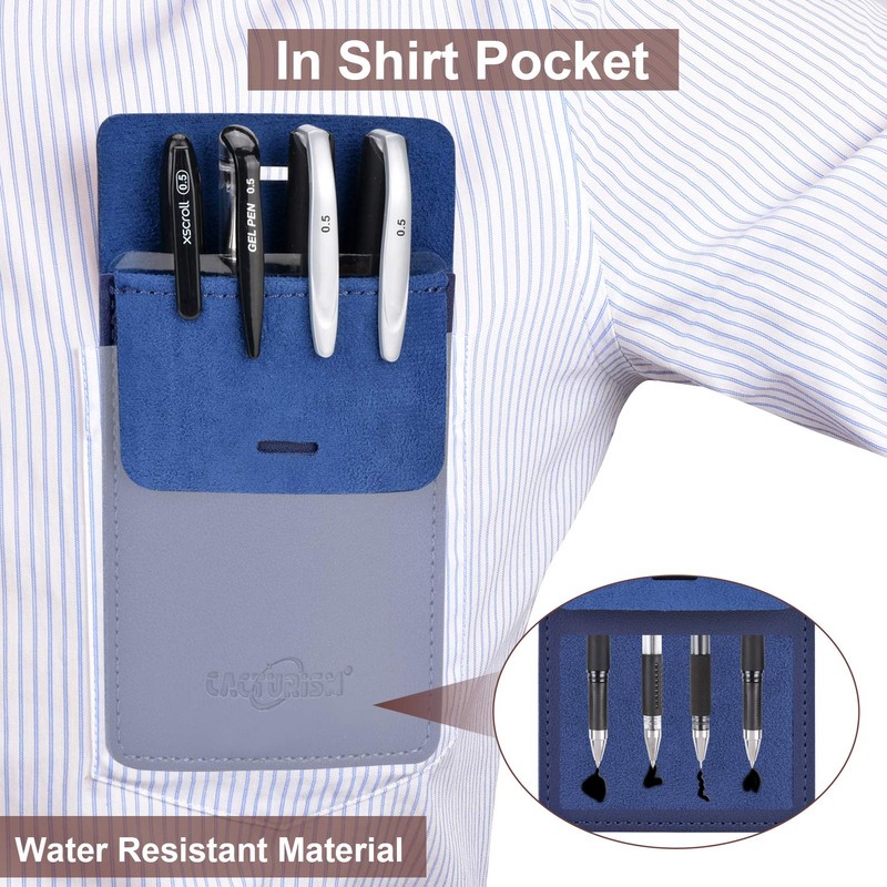 CACTURISM Pocket Protector, 4 Pack Premium PU Leather Men Women