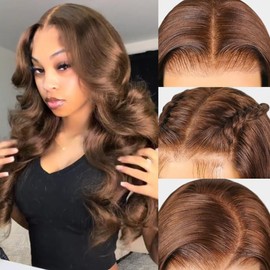 Brown Wig Human Hair Body Wave 13x6 HD Lace Front Wig Human Hair 200 Density Real Hair Wigs For Women Brown Lace Frontal Wigs Human Hair Pre Plucked 20 Inch