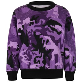 A2Z 4 Kids Girls Boys Plain Tracksuit Jumper Sweatshirt Set - T.S Plain Jumper 108 Camo Purple 11-12