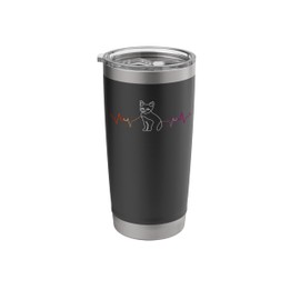 Lesbian Pride Heartbeat Cat Line Art Minimalist Design Stainless Steel Insulated Tumbler