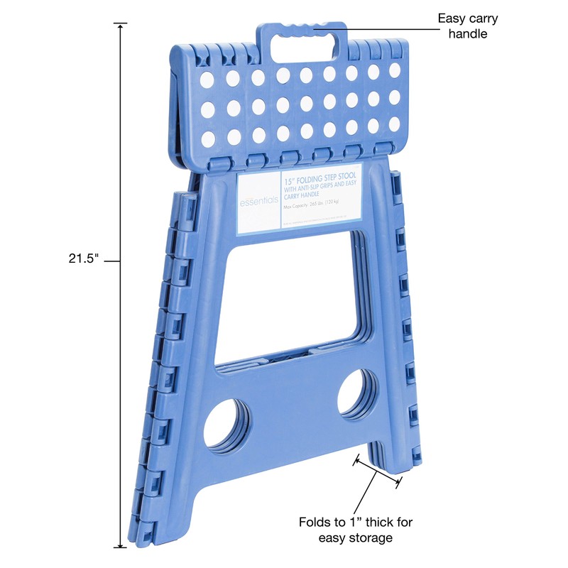 Essentials 21048 15-Inch Folding Step Stool, Wide Folding Step Stool,