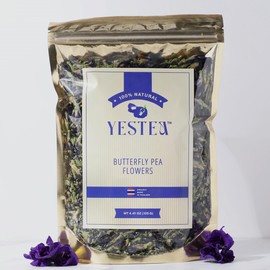 YESTEA Butterfly Pea Flower 4.41 oz (375+ Cups) Small-Batch and Handpicked from Thailand - Non GMO Rich in Antioxidants, Caffeine Free, Vegan, and Gluten Free (4.41 Oz)