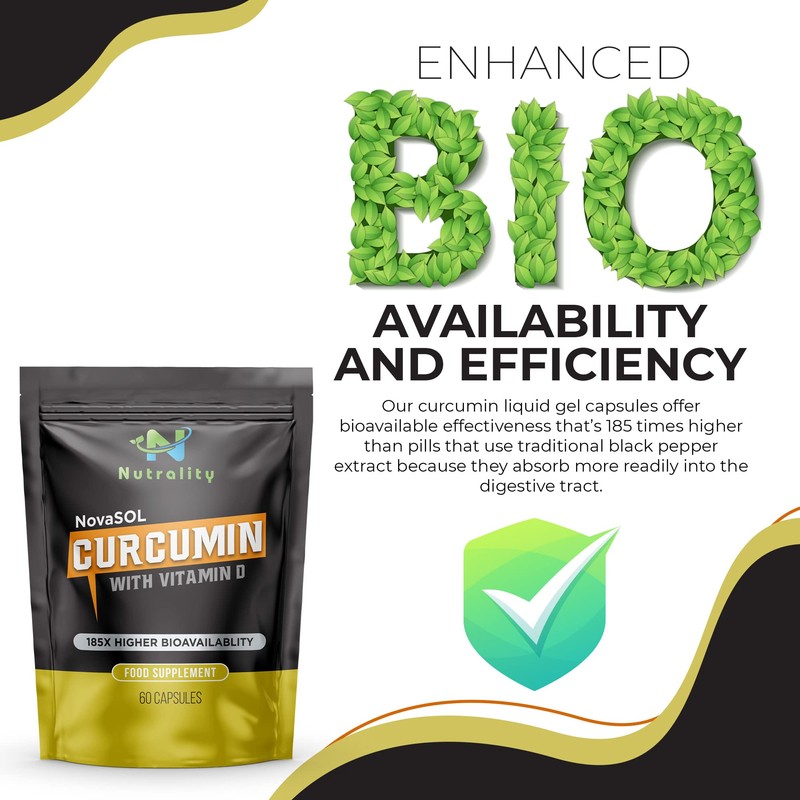 Nutrality Liquid Turmeric Curcumin Supplement, 1000mg per Serving, NovaSOL Extra