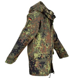 German Army Flecktarn Jacket Miltec Waterproof Parka Camo Men's military wet weather uniform (Small)