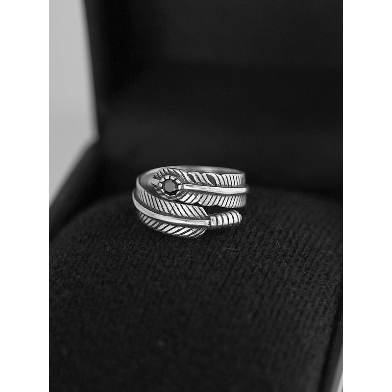 SUGARKITTEN LONDON Sterling Silver Oxidized Black CZ Feather Angel Wing