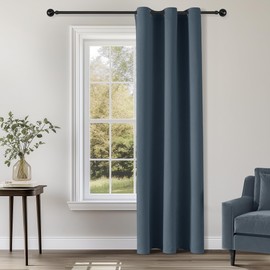 ChrisDowa - Cortinas opacas de 78 pulgadas de largo para recámara, con aislamiento térmico y ojales para oscurecer la habitación (1 panel, color azul piedra, 42 x 78 pulgadas)
