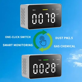 Air Quality Monitor, Indoor Air Quality Monitor, Air Quality Tester for Home, Detects PM2.5 and VOCs, for Home Office School Hotel Gym Car.