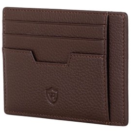 VON HEESEN Genuine Leather RFID Card Holder Made of Nappa Leather - 9 Compartments - Landscape Format Credit Card Holder for Men and Women, dark brown, 01