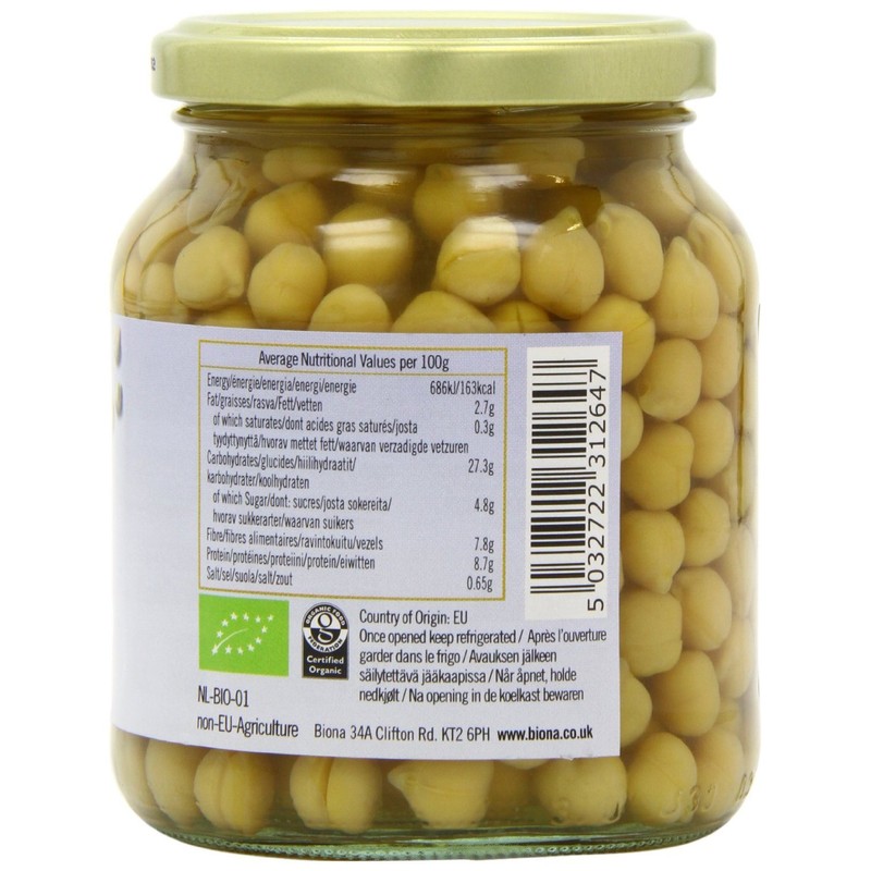Biona Organic Jarred Chick Peas 350 g (PACK OF 4)