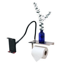 Elbee Home Cell Throne Toilet Paper Phone and Tablet Holder Mount Stainless Steel Flexible Arm