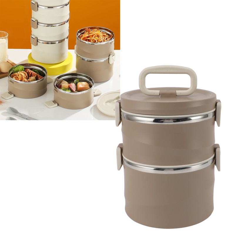 Insulated Food Container 304 Stainless Steel PP Stackable Portable Round