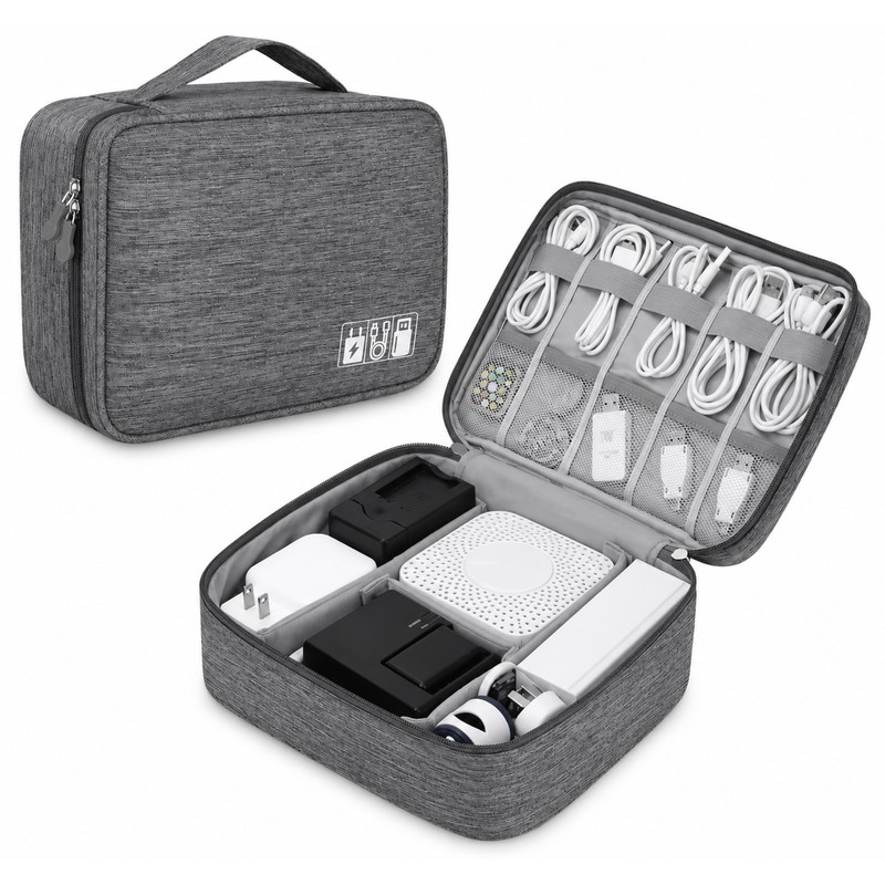 Waterproof Cable Storage Bag, Portable Electronic Organizer Case for USB