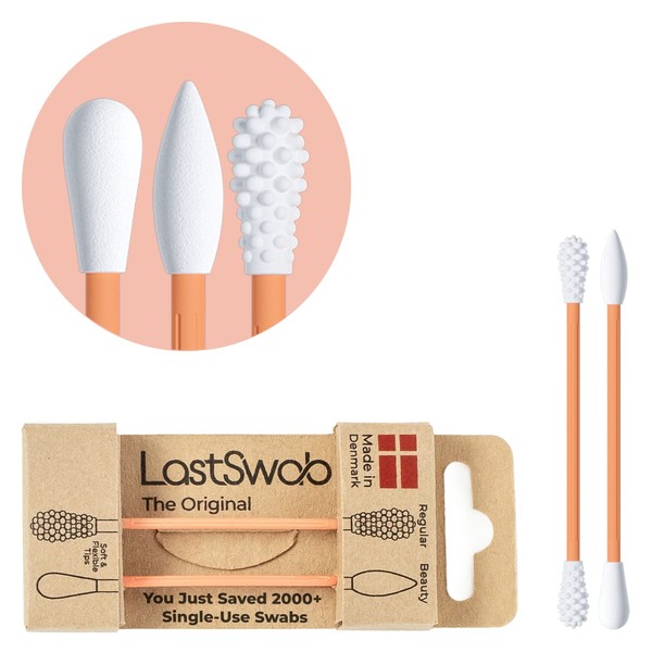 LastSwab Reusable qtips Double Pack - Reusable Cotton Swabs for Ear Wax Cleaning and Pointed qtips for Makeup removal - Zero Waste Eco friendly, Organic Sustainable products