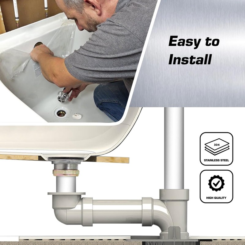 Highcraft 9783 Stainless Steel Bath Tub Drain Assembly with Rubber