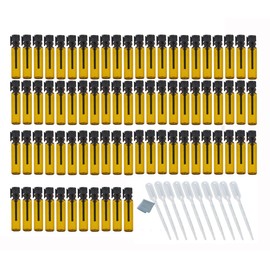 Elfenstall - Portable 100pcs 1ml (1/4 Dram) Amber Mini Glass Bottle 1cc Vial For Essential Oil Perfume DIY Liquid Sample Bottle Travel Makeup Party With 10pcs 0.5ml Pipette Tool
