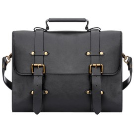 Solemate Women Ladies Laptop Bag Briefcase Crossbody Messenger Bags Satchel Purse Handbag (14.8 inch, Black)