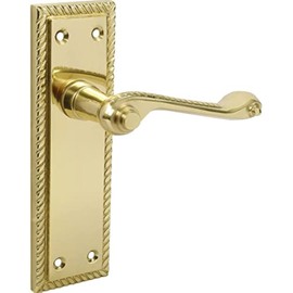 Designer Levers - Georgian Roped Design Lever Door Handles - Polished Brass - 1 Pair - Latch Door Handle - Interior Use - Long Latch