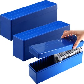 Yexiya 3 Pcs Plastic Coin Slab Storage Box Compatible with 20 Slab Coin Holders Blue Specie Collection Box Specie Storage Case Trays for Collectors Office School Home Bank Supplies