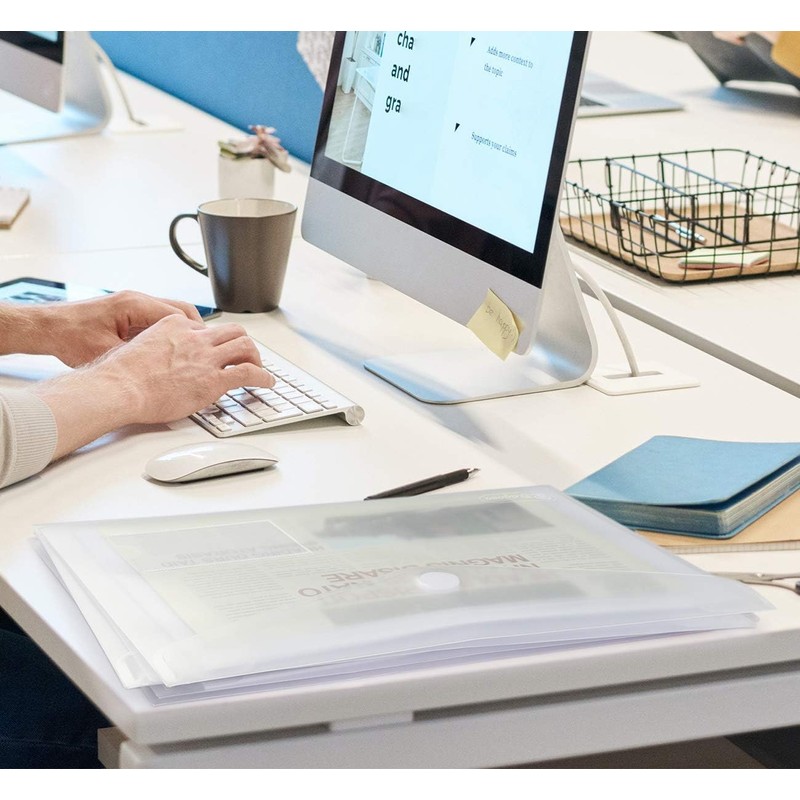 Plastic Envelopes Wallets, 8 Pcs A4 Clear Document Folder, for