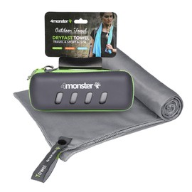 4Monster Microfiber Towel with Carry Case, Super Absorbent Travel Towel, Quick Dry Towel, Camping Towel, Great for Gym, Beach, Swimming, Backpacking and More