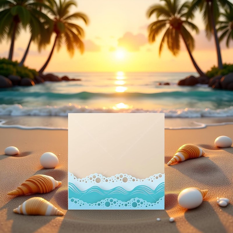 Ocean Beach Wave Metal Cutting Dies Set,Summer Stencil and Embossing