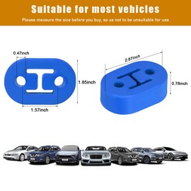 Ohleats 4 PCS Car Rubber Exhaust Hanger, Heavy Duty Auto Exhaust Muffler Insulator Bushing, High Density Bracket Hanger with 2 Holes 0.47 Inch (12mm), Universal Car Accessories (Blue)