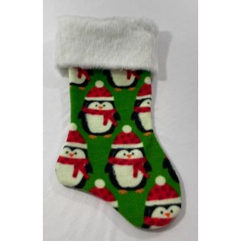 HANDMADE 16"X 9" FLEECE CHRISTMAS STOCKING PENGUINS WITH SCARVES