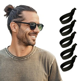 ZAKKA HARBOR Men's Hairband, Wide, Durable, Wide, Tangle-Free, No Wrinkles, No Breakage, For Long Hair, Eyelashes, Curly Hair, Thick Hair, Pack of 5 (Black)