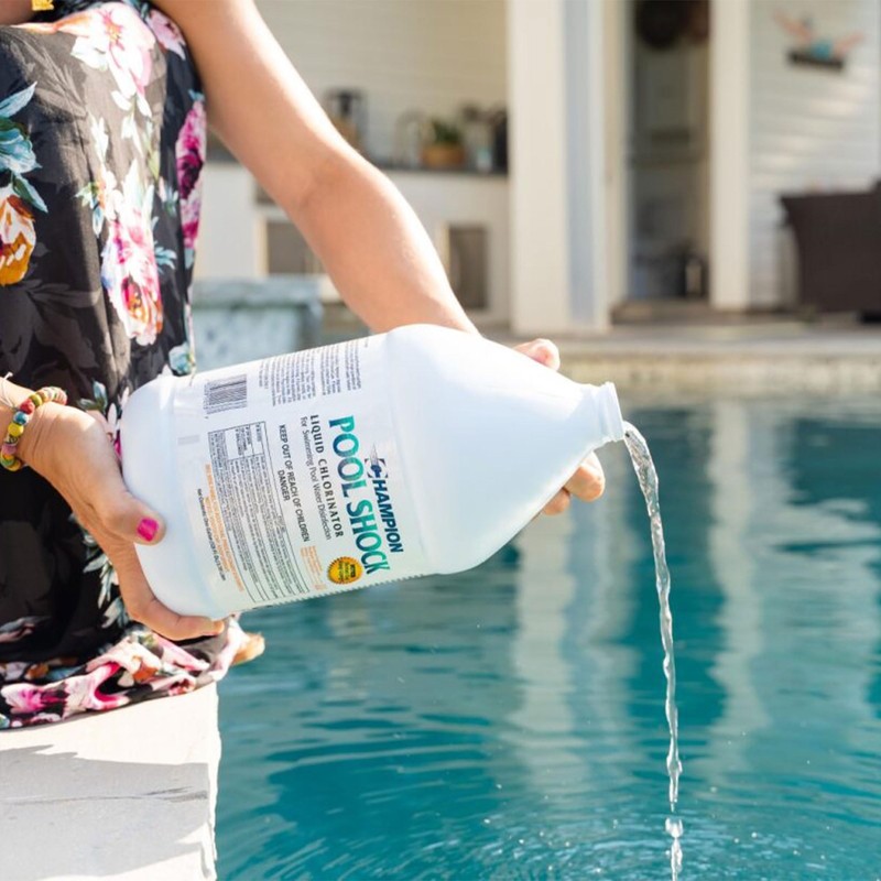 CPDI Champion 4-Pack Pool Shock, 12.5 Liquid Chlorinator for Swimming